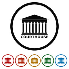 Courthouse ring icon, color set