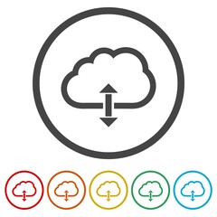 Cloud server ring icon, color set