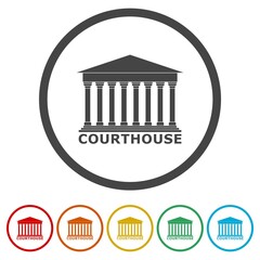 Courthouse ring icon, color set