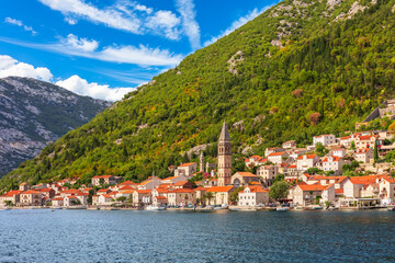 Perast old town view, the Bay of Kotor, Montenegro