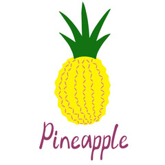 Modern isolated vector illustration of abstract fruit silhouette of pineapple with text
