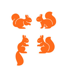 Cartoon silhouette of  squirrel . Сute animal icon set.