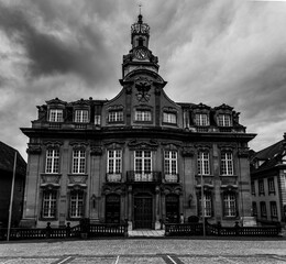 Old black and white town hall in Germany