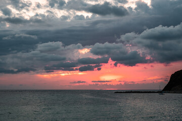 Red sunset on the Black sea