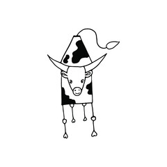 Bulls with black spots on a white background, symbol of the year