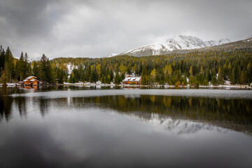 Fototapeta premium view over the lake Prebersee in autumn , Salzburg , Austria