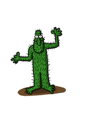 Cartoon image of a man in cactus disguise - 386200179