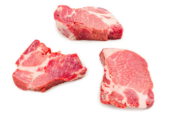 Raw pork isolated on white background.