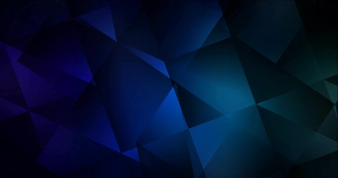 4K looping dark blue, green polygonal video footage. Modern abstract animation with gradient. Design for presentations. 4096 x 2160, 30 fps. Codec Photo JPEG.
