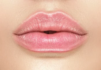 Fotobehang Beautiful young woman's lips closeup, Part of the model girl face, youth concept. Perfect healthy skin. Natural make-up. Health care.  © Subbotina Anna