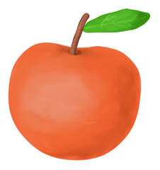 Red apple, twig with a leaf. Fresh fruit.