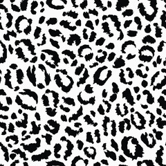 Snow leopard black and white print seamless pattern