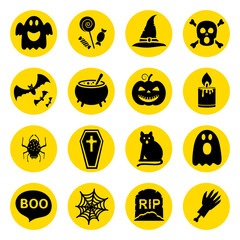 Simple silhouettes vector icons set for Halloween