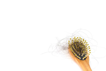 Hair loss, hair loss every day, serious problems and hair loss on a white background.