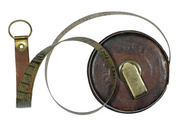 vintage tape measure isolated on white background