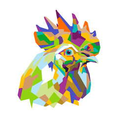 Abstract geometric head roaster chicken in WPAP popart style.colorful.vector eps10-editable