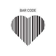 Bar code shaped with heart. Love bar code. Vector illustration.
