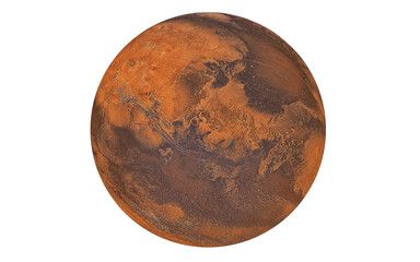 Planet Mars Isolated in white (Elements of this image furnished by NASA). 3D rendering