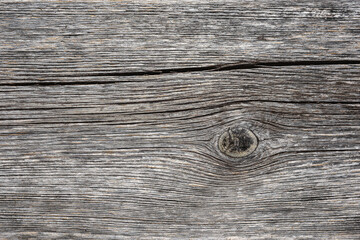 detail of the texture of an old horizontally grained wooden board, knot of wood