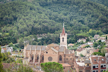 Fototapeta na wymiar mountains landscape with a big church