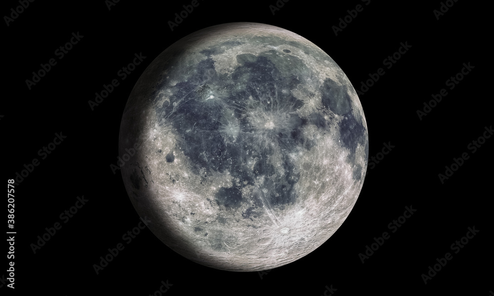 Wall mural the moon isolated in black. 3d rendering