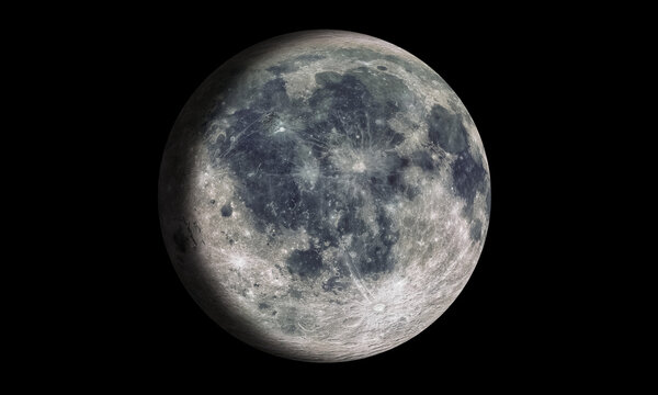 The Moon Isolated in black. 3D rendering
