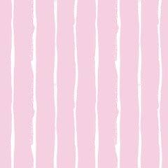 Pink handrawn lines on white background. Seamless pattern of white brush strokes. Art background of stripes