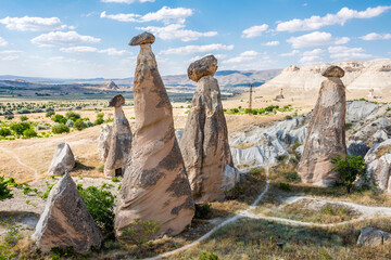 Fairy chimneys view  in Cappadocia of Turkey