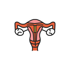 Contraceptive spiral color line icon. Intrauterine device. Birth control. Copper IUD. Safety sex sign. Pictogram for web page, mobile app. UI UX GUI design element. Editable stroke.