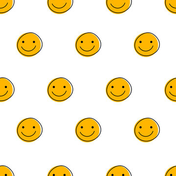 Funny faces with smiles seamless pattern for april fools day