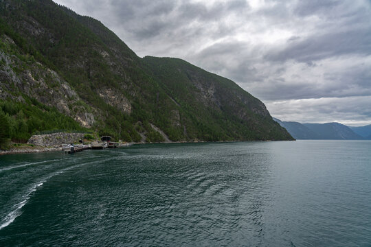 The World's Longest Road Tunnel - Laerdal Tunnel, Norway. Ferry terminal.