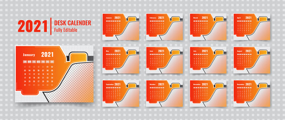 Modern desk calendar 2021 template design with a luxury background