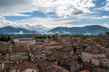 Fototapeta na wymiar A panoramic view over Lucca