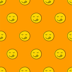 Fototapeta premium Seamless pattern with licking face for cafe, restaurant, bar