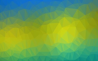 Dark Blue, Yellow vector shining triangular pattern.