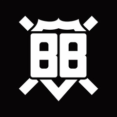 BB Logo monogram isolated on shield shape with rounded line