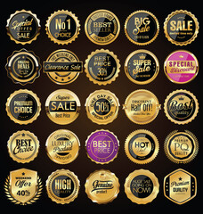 Naklejka premium Retro vintage golden badges and labels collection 