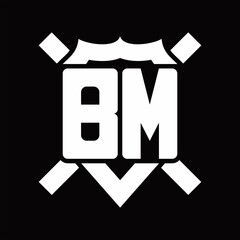 BM Logo monogram isolated on shield shape with rounded line