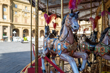 Fototapeta na wymiar a horse on a merry-go-round in Florence