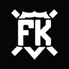FK Logo monogram isolated on shield shape with rounded line