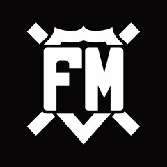 FM Logo monogram isolated on shield shape with rounded line