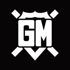GM Logo monogram isolated on shield shape with rounded line