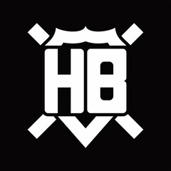HB Logo monogram isolated on shield shape with rounded line