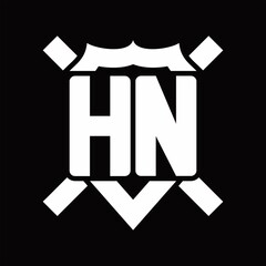 HN Logo monogram isolated on shield shape with rounded line