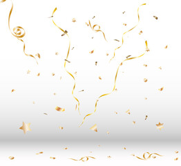 Festive vector illustration with confetti isolated on white background