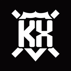 KX Logo monogram isolated on shield shape with rounded line