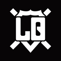 LQ Logo monogram isolated on shield shape with rounded line