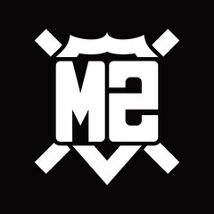 MZ Logo monogram isolated on shield shape with rounded line