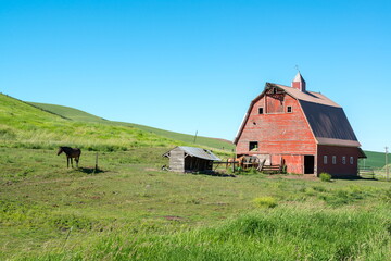 Red Barn of the Palouse Region, Washington-USA