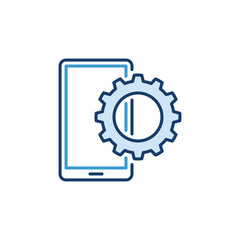 Smart Phone with Gear creative icon - Smartphone Setup vector concept symbol